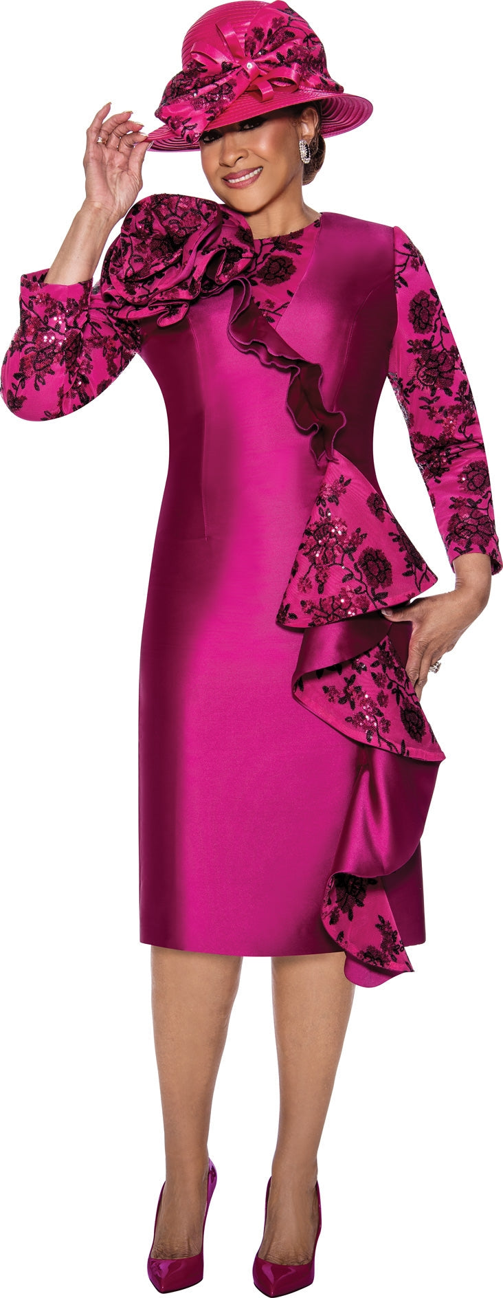 Dorinda Clark Cole Dress 5101C-Magenta - Church Suits For Less