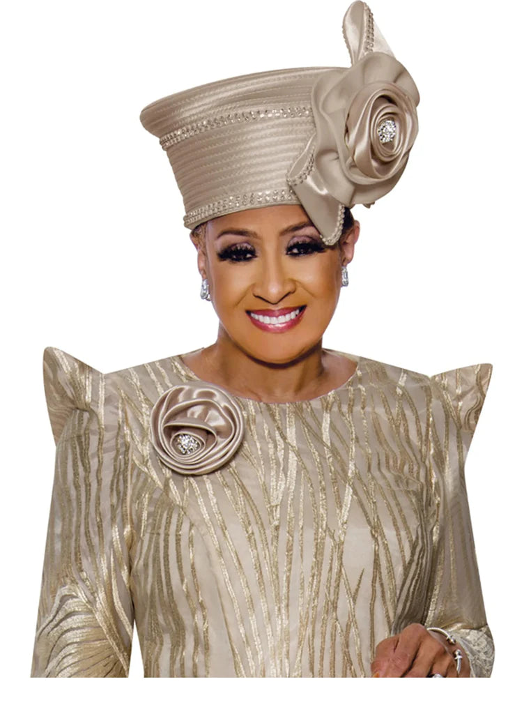 Dorinda Clark Cole Hat 5391 Champagne - Church Suits For Less
