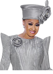 Dorinda Clark Cole Hat 5391 Silver - Church Suits For Less
