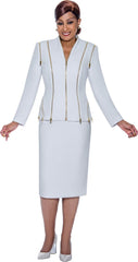 Dorinda Clark Cole Skirt Suit 4992C-White - Church Suits For Less