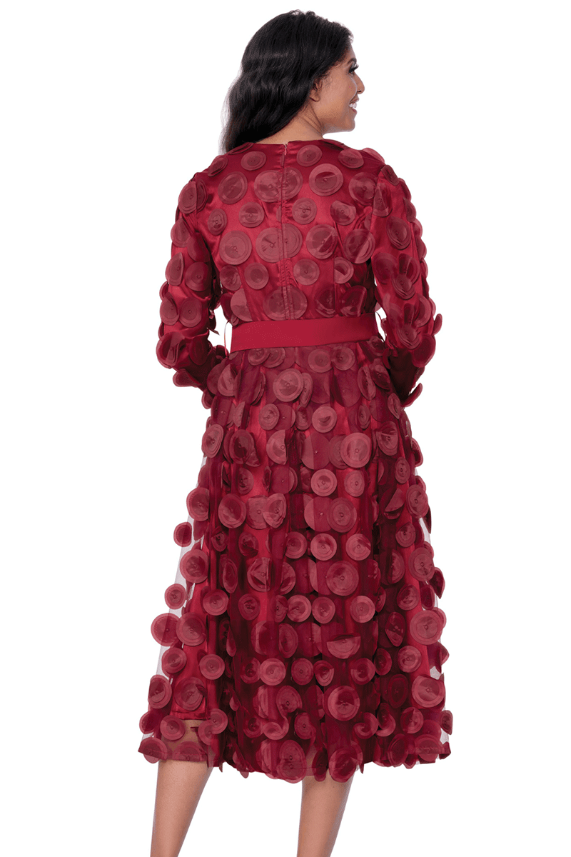 Church Dress By Nubiano 100361-Burgundy – Church suits for less