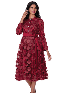 Church Dress By Nubiano 100361-Burgundy