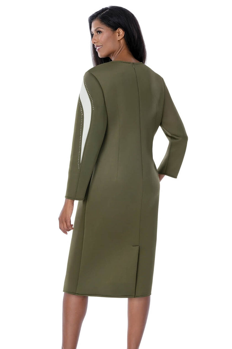 Scuba Dress Nubiano Church Suits Dresses By Nubiano 100741, Olive Church  Suits For Less