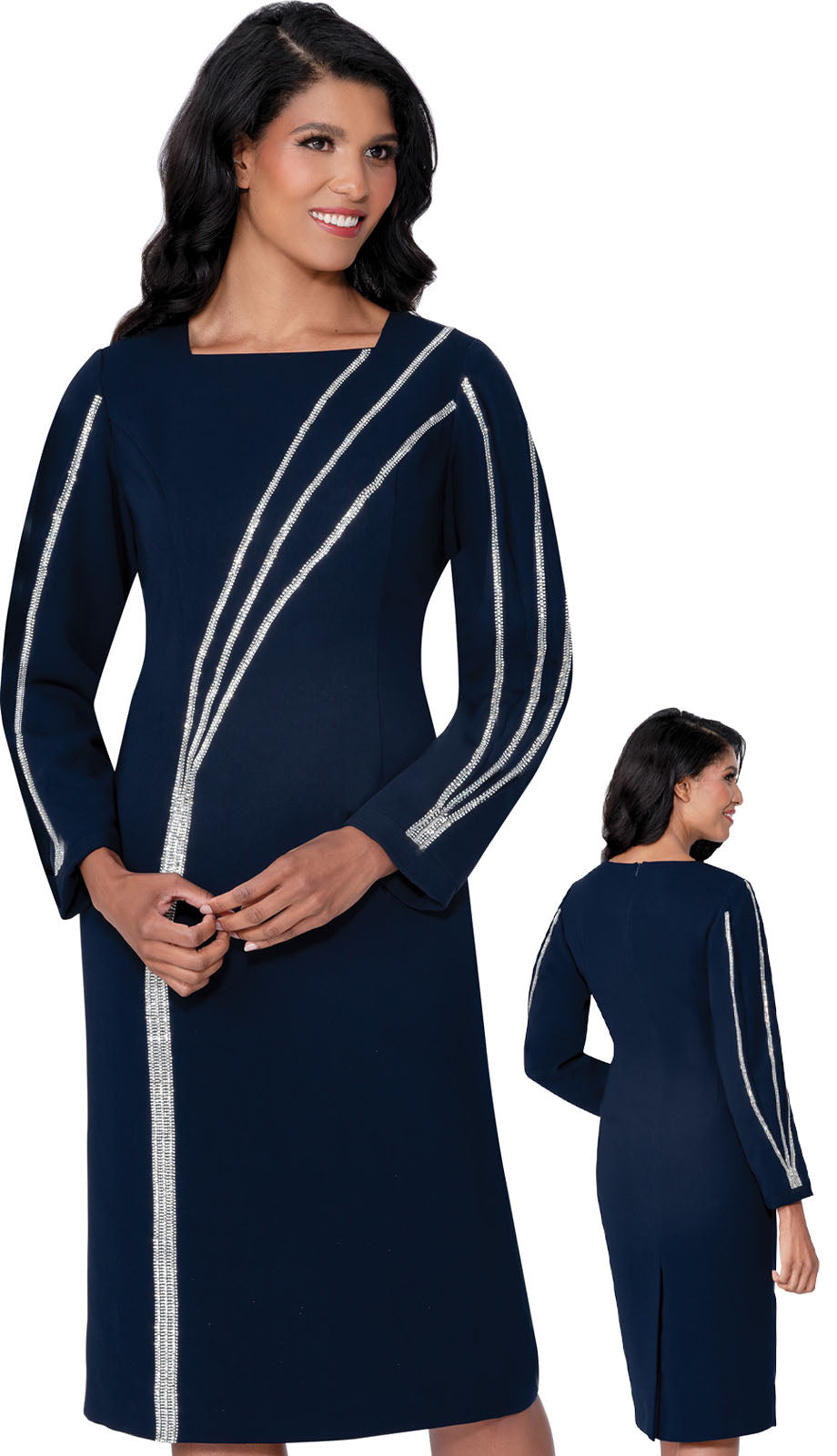 Dress by Nubiano 100421C-Navy