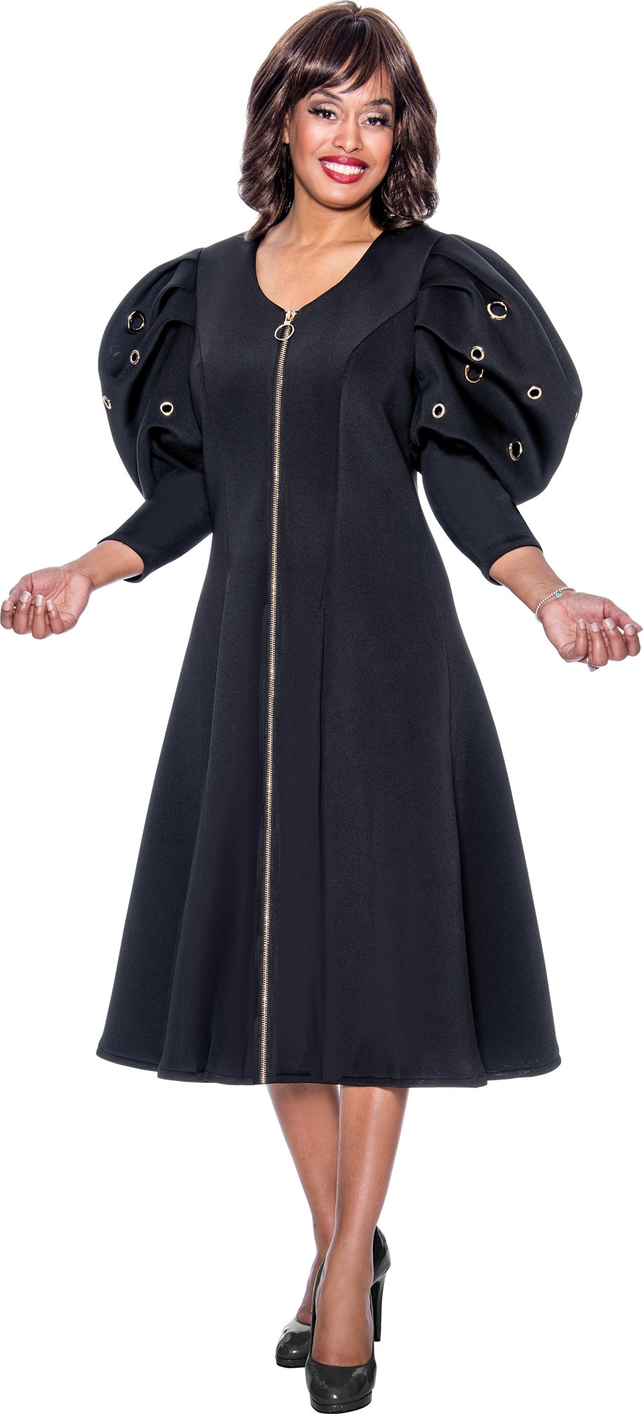 Church Dress By Nubiano 1011C-Black - Church Suits For Less