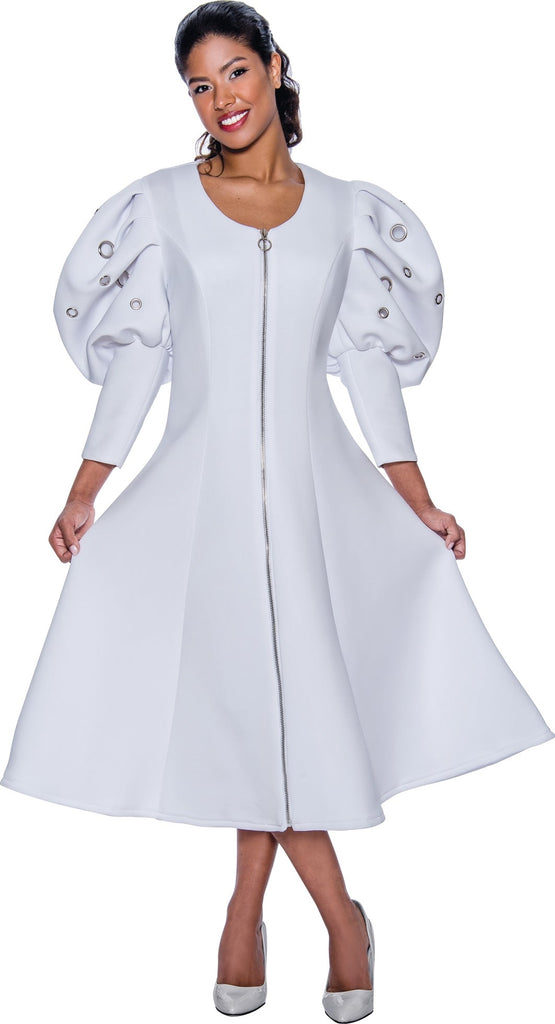 Church Dress By Nubiano 1011C-White - Church Suits For Less