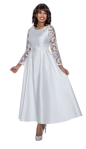 Church Dress By Nubiano 1471C-White