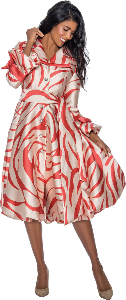 Church Dress By Nubiano 1771C-Coral/Champagne - Church Suits For Less