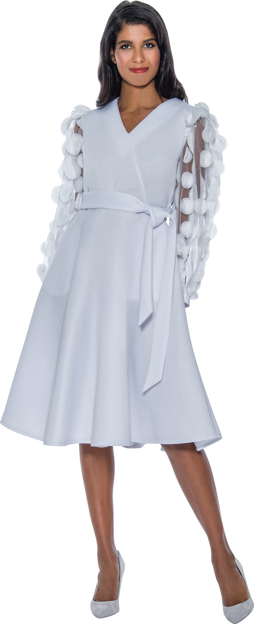 Church Dress By Nubiano 921C-White - Church Suits For Less