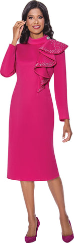 Church Dress By Nubiano 12161C-Magenta - Church Suits For Less