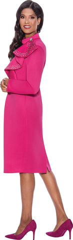 Church Dress By Nubiano 12161C-Magenta - Church Suits For Less