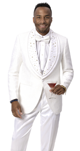 EJ Samuel Fashion Blazer J169-White - Church Suits For Less