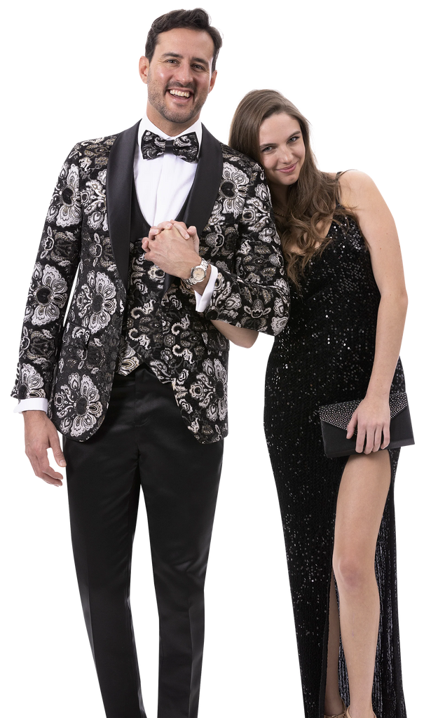 Mens Gold Paisley Jeweled Shawl Prom Tuxedo Blazer by EJ Samuel