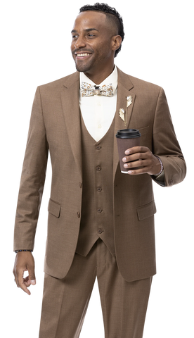EJ Samuel Modern Fit Suit M18022 - Brown - Church Suits For Less