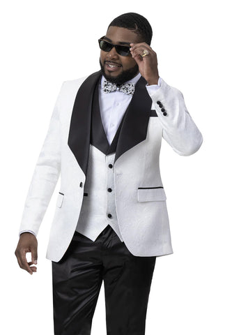 EJ Samuel Blazer J64-White/Black - Church Suits For Less