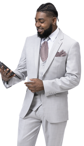 EJ Samuel Modern Fit Suit M18022 - Gray - Church Suits For Less
