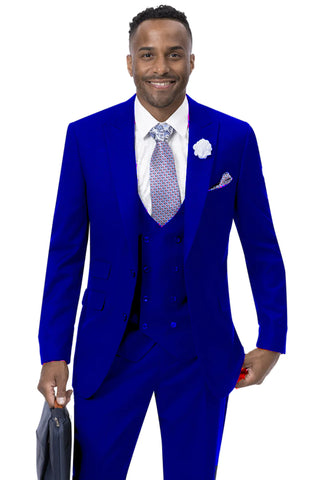 EJ Samuel Modern Fit Suit M2770-Midnight Blue - Church Suits For Less