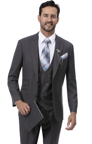 EJ Samuel Modern Fit Suit M2770-Charcoal - Church Suits For Less