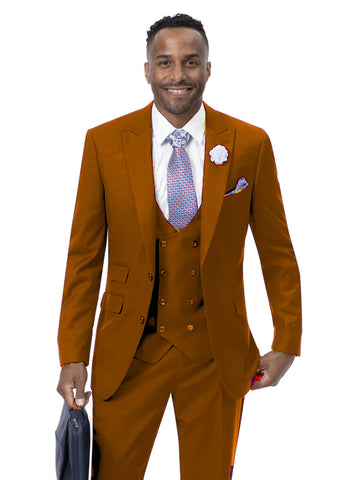 EJ Samuel Modern Fit Suit M2770-Rust - Church Suits For Less