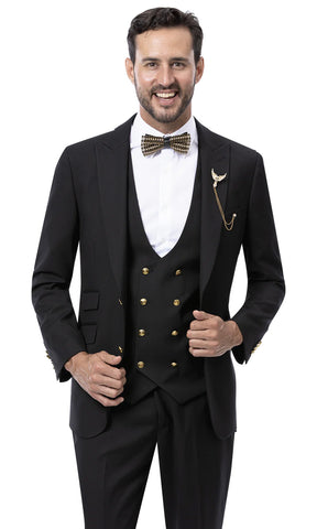 EJ Samuel Modern Fit Suit M2771-Black - Church Suits For Less