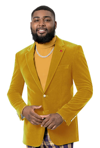 EJ Samuel Modern Fit Blazer J134-Mustard - Church Suits For Less