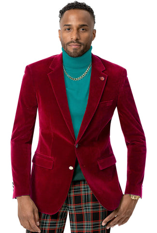 EJ Samuel Modern Fit Blazer J134-Red - Church Suits For Less