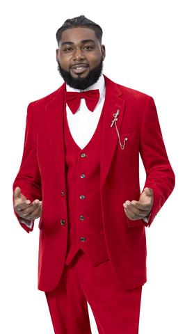 EJ Samuel Modern Fit Suit M2781 - Red - Church Suits For Less