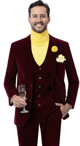 EJ Samuel Modern Fit Suit M2781 - Wine - Church Suits For Less