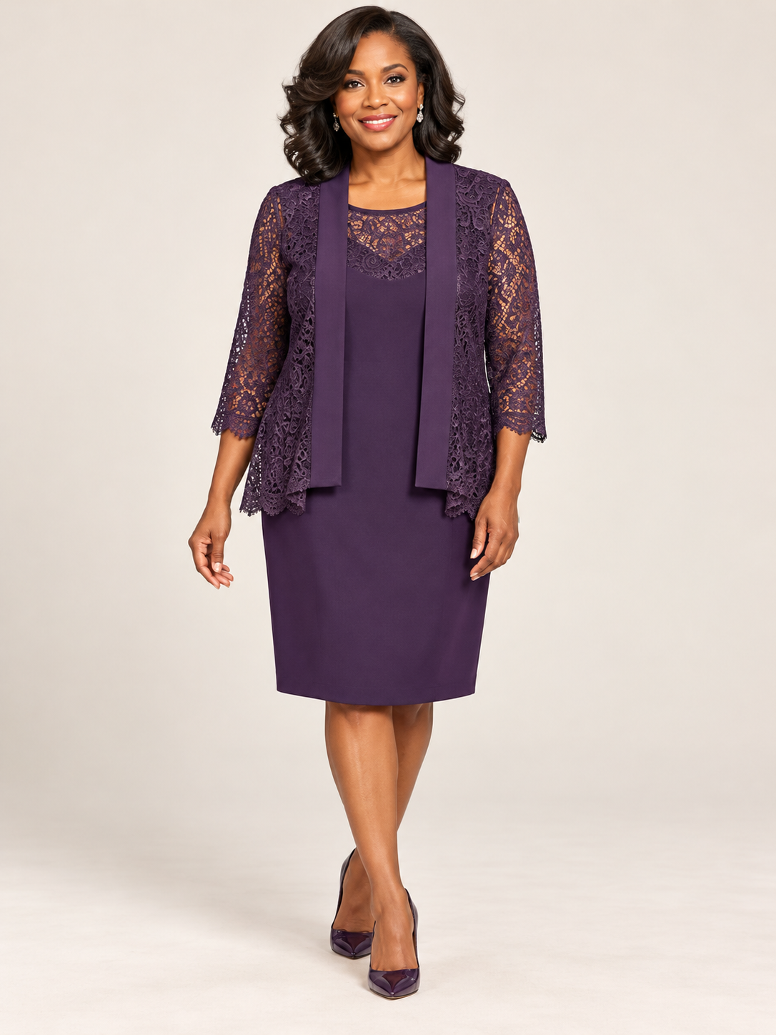 Maya Brooke Jacket Dress 5374 Eggplant