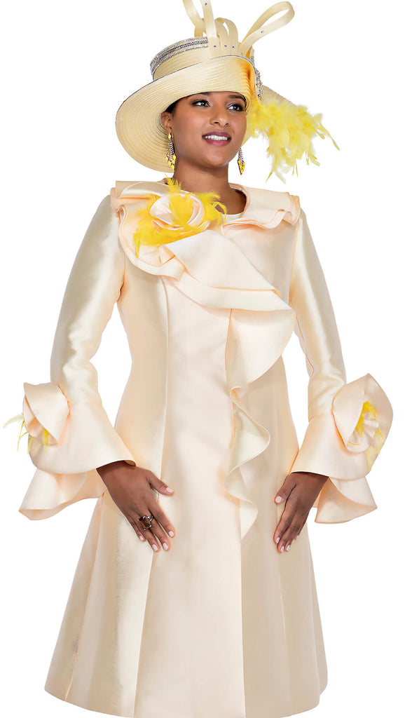Elite Champagne Church Dress 5972-Light Yellow - Church Suits For Less