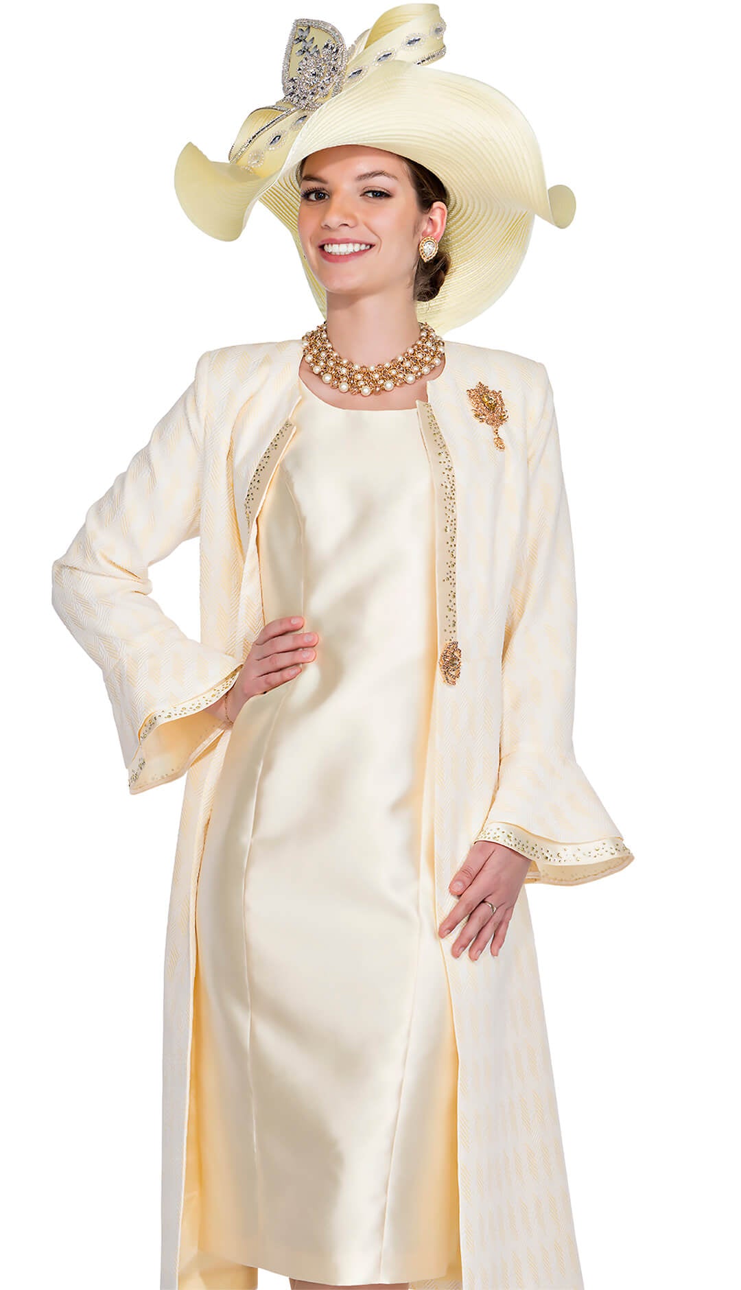 Elite Champagne Dress Suit 6052, Yellow / 18 / Select