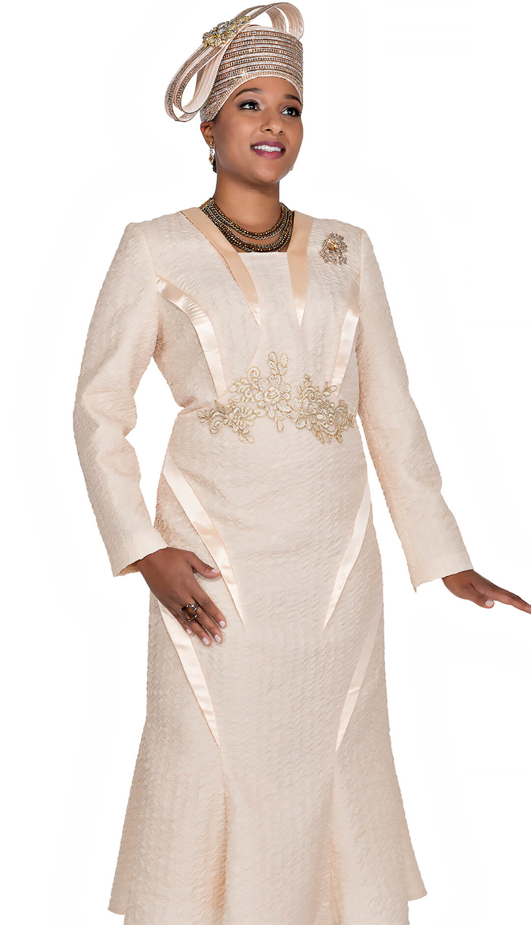 Elite Champagne Church Dress 6066 - Church Suits For Less