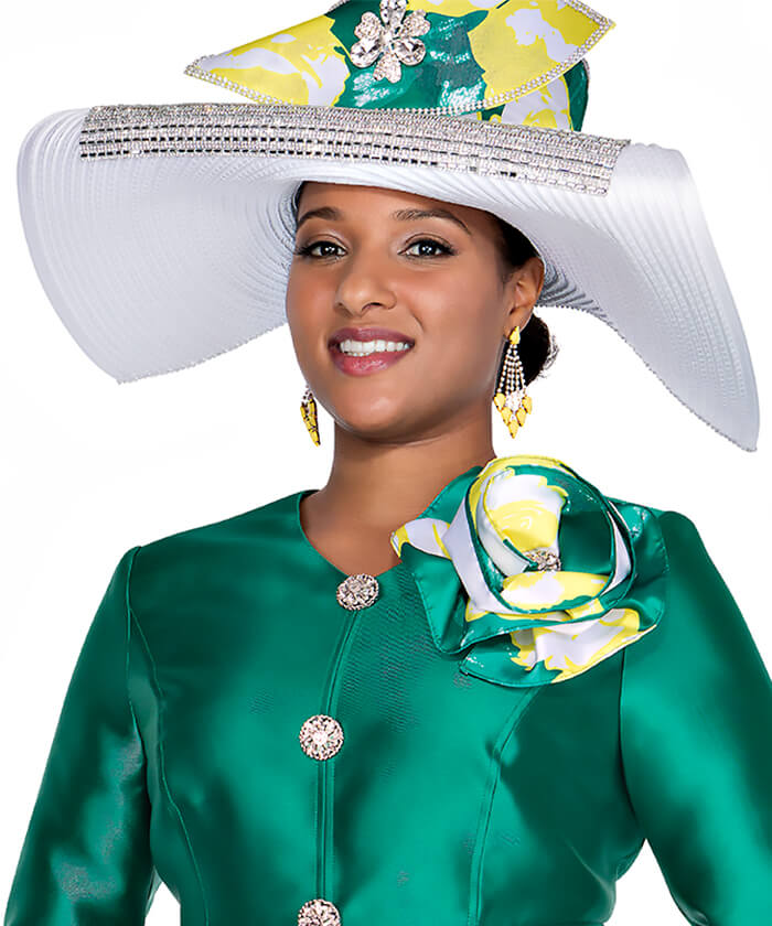 Champagne Italy Church Hat 6061-Green/Yellow