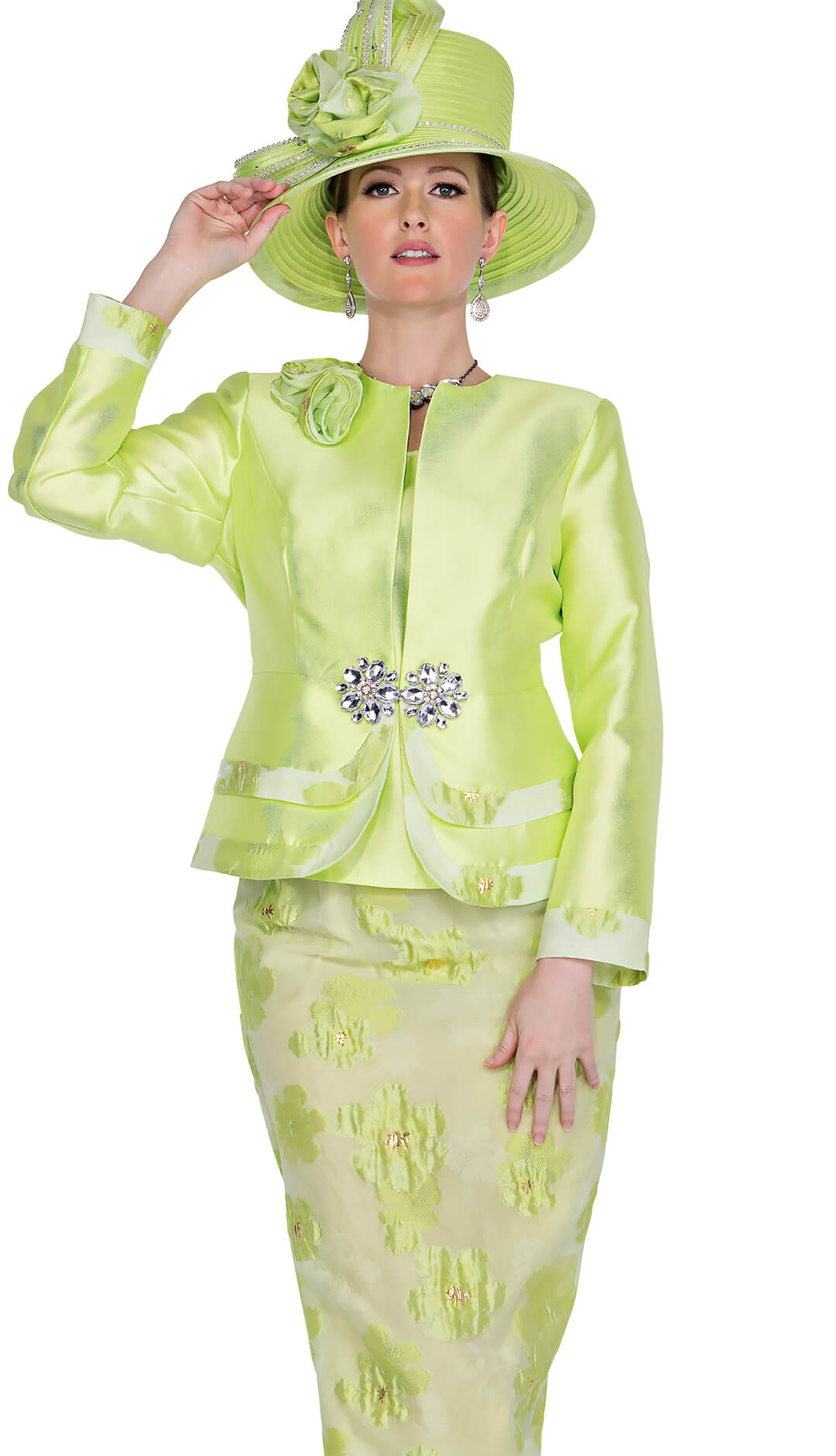 Elite Champagne Church Suit 5852-Light Green - Church Suits For Less