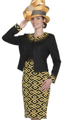 Elite Champagne Church Dress 5951-Yellow/Black - Church Suits For Less