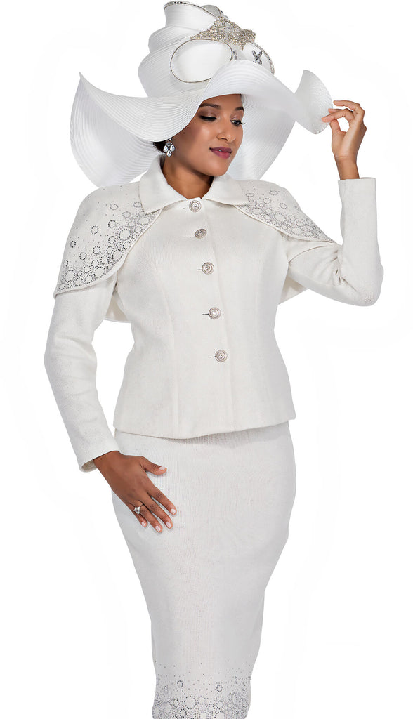 Elite Champagne Church Suit 5955-Off-White - Church Suits For Less