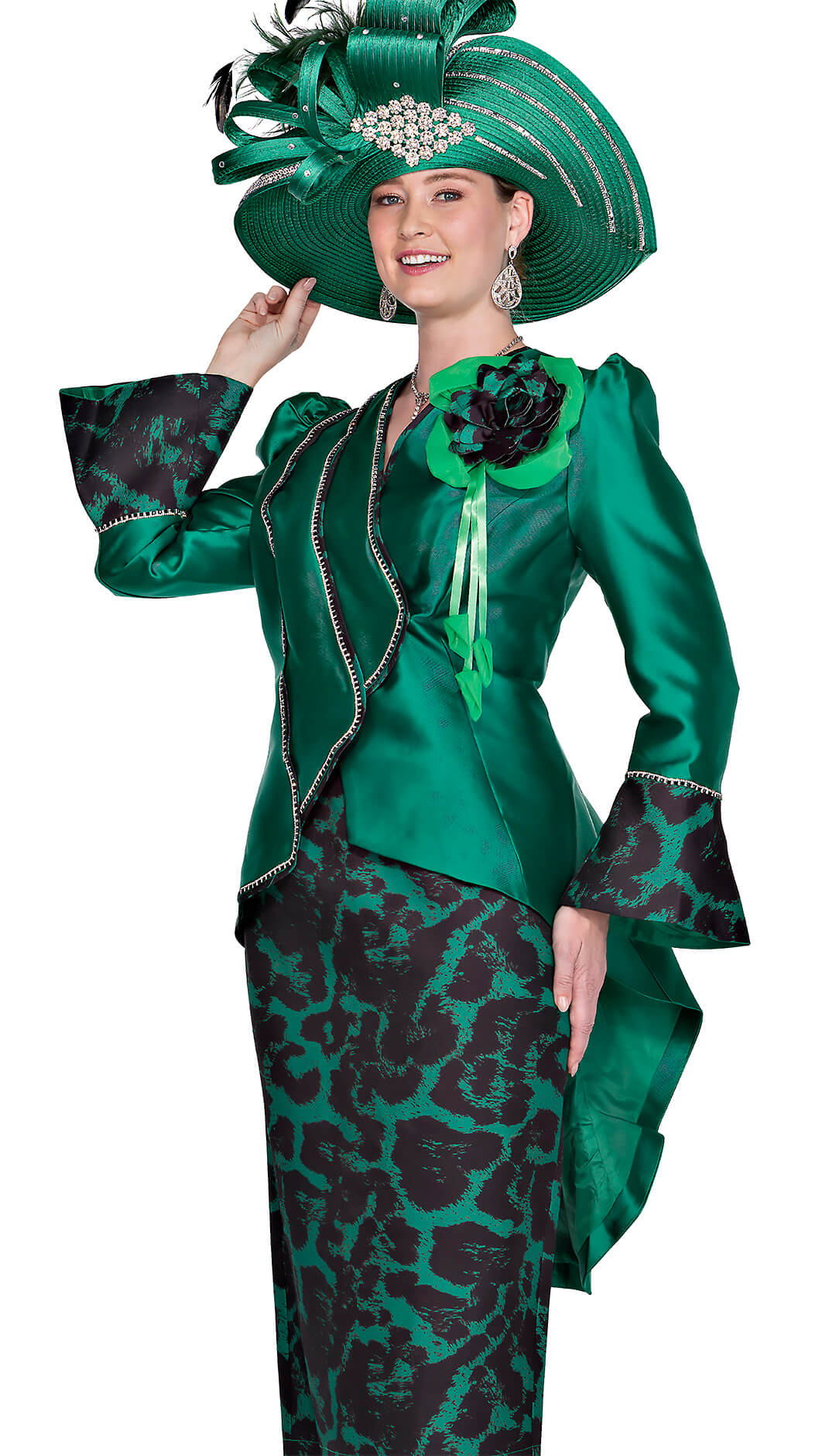 Elite Champagne Church Suit 5974-Green - Church Suits For Less