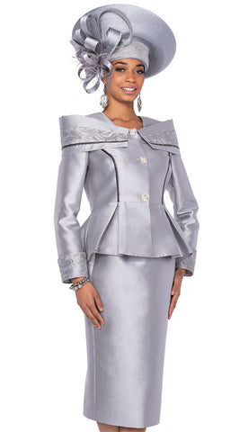 Elite Champagne Church Suit 5975C-Silver