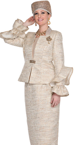 Elite Champagne Church Suit 6051 - Church Suits For Less