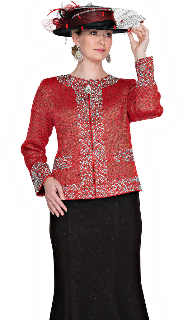 Elite Champagne Church Suit 5961-Red/Black - Church Suits For Less