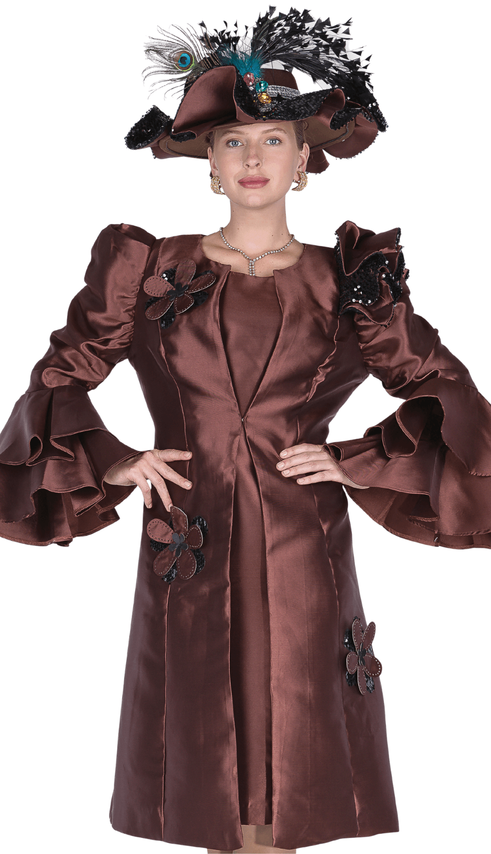 Elite Champagne Church Dress 6172-Brown