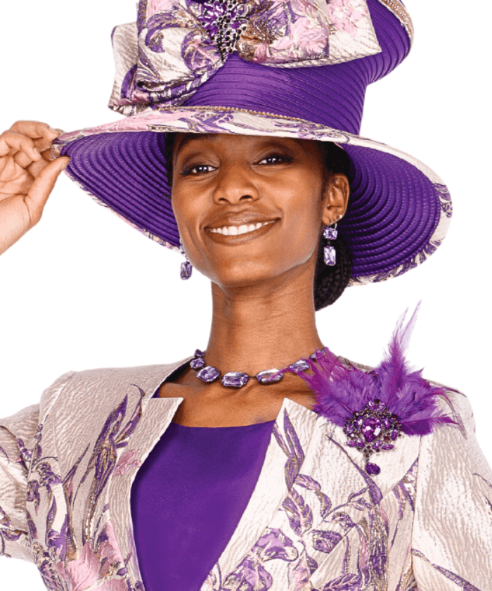 Elite Champagne Women Church Hat 6161-Purple