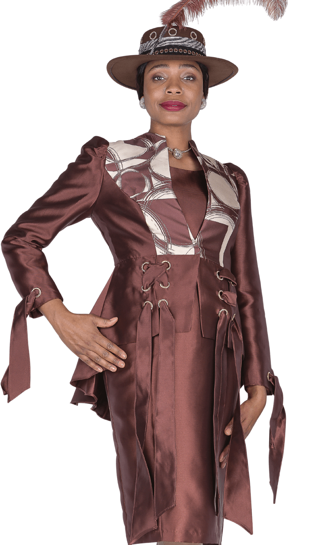 Elite Champagne Church Suit 6171-Brown