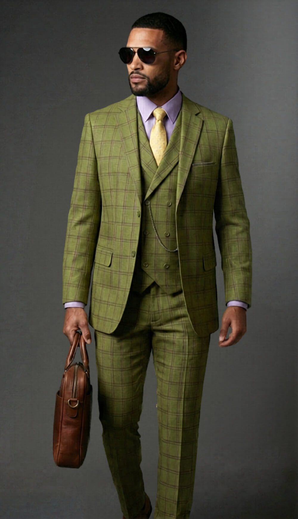 Slim Fit Men Suit   F-MV2W4 Moss