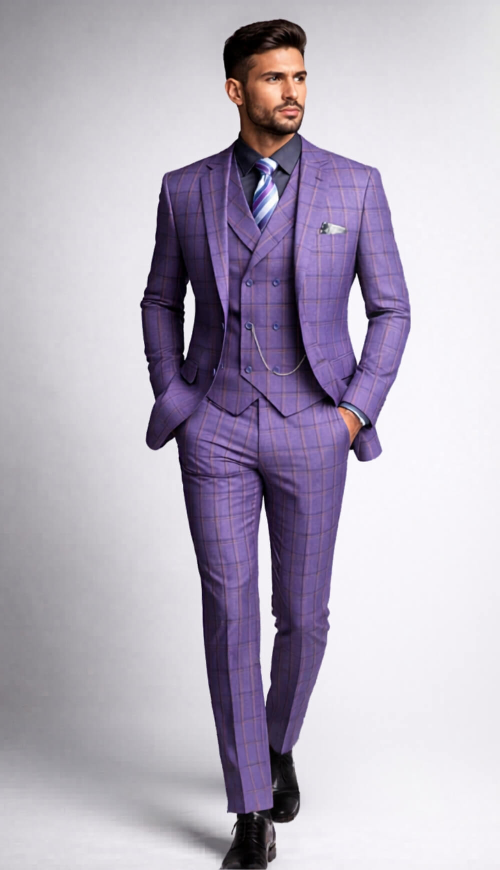 Slim Fit Men Suit   F-MV2W4 Purple
