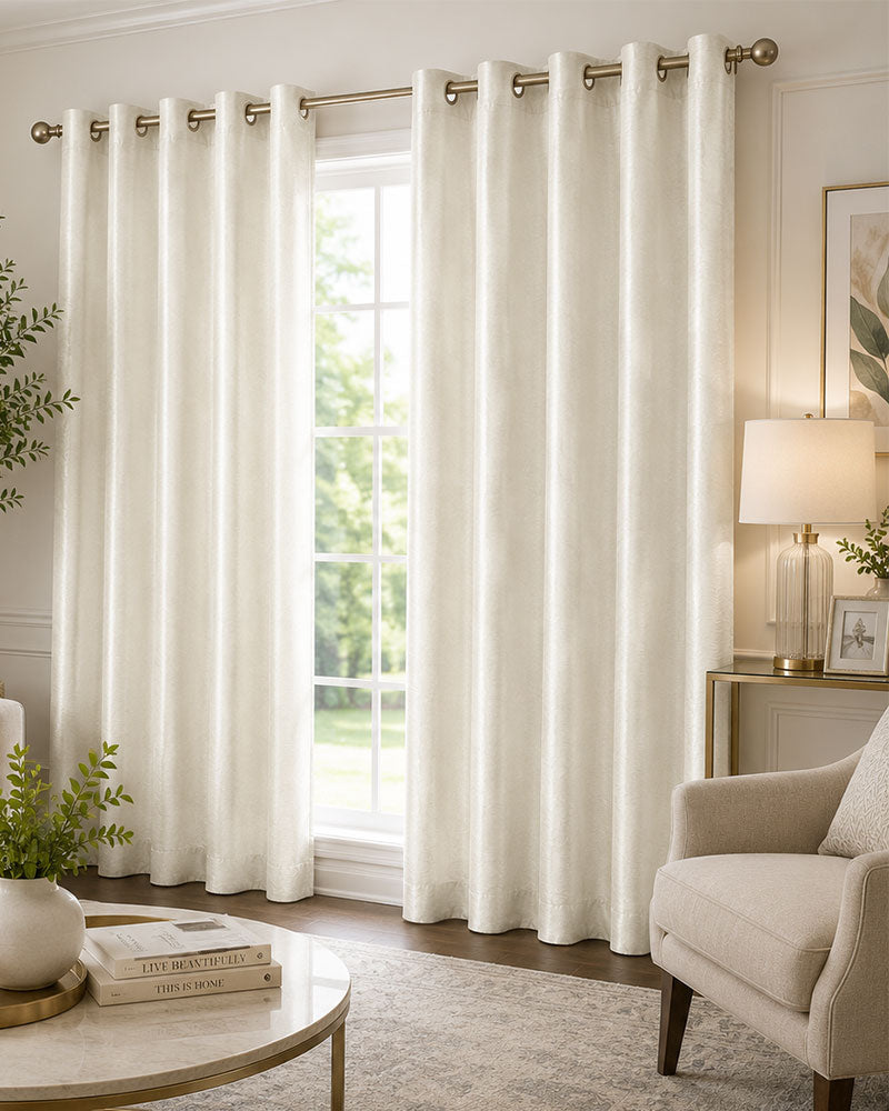 Faux Curtain Panel 01-Ivory White