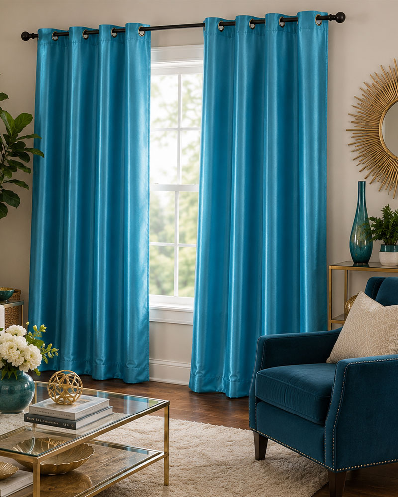 Faux Curtain Panel 01-Turquoise
