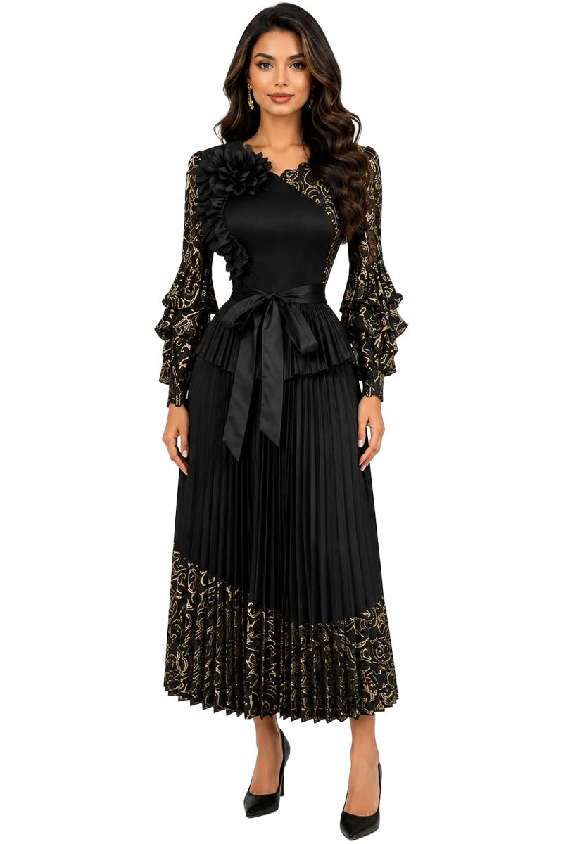 For Her By Tally Taylor Pleated Skirt Set 83459 – Black