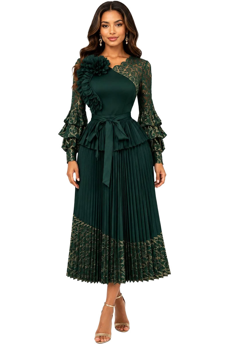 For Her By Tally Taylor Pleated Skirt Set 83459 – Green
