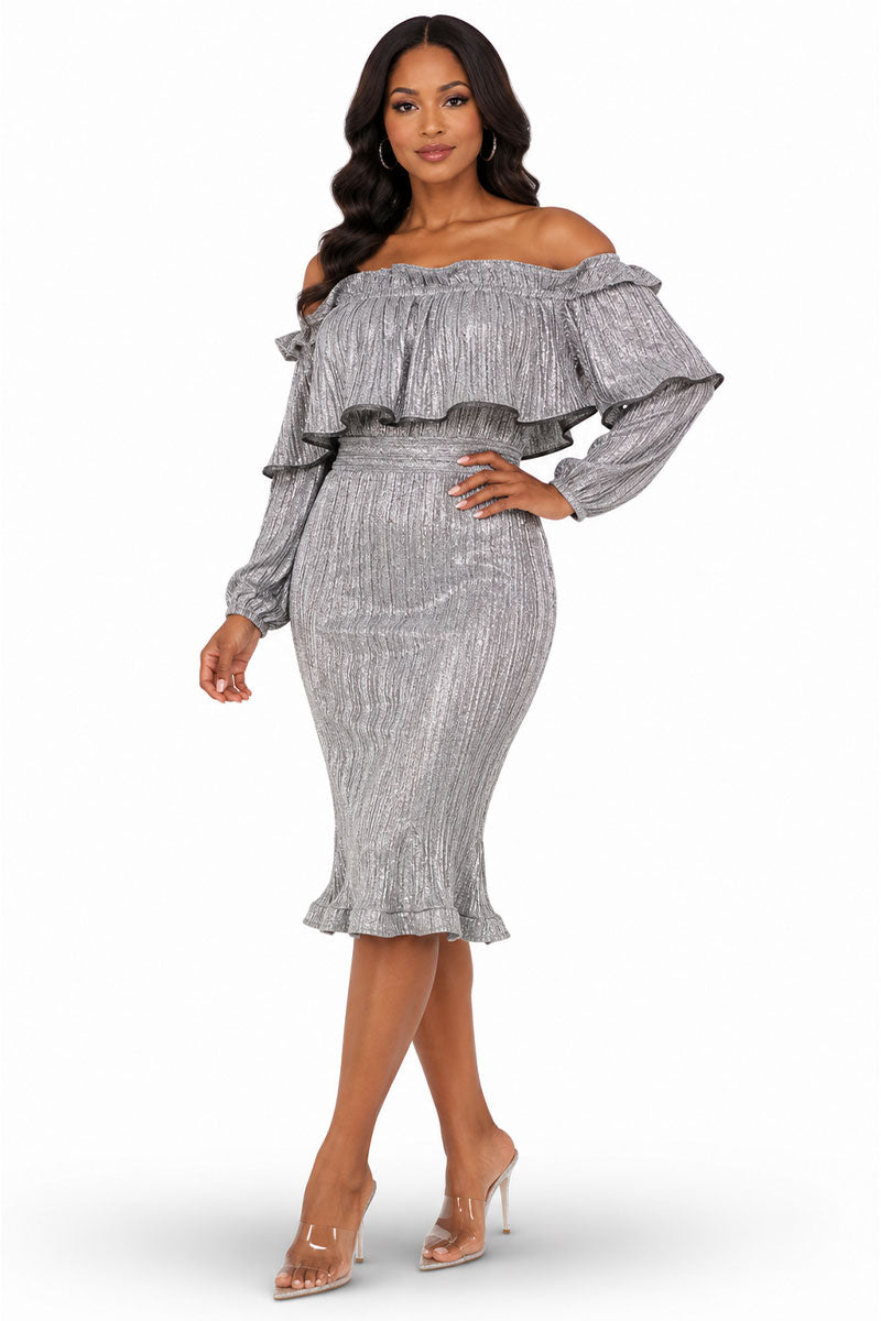 For Her Women Dress 81518C-Silver